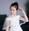 Giacche Bambini Ragazze Bianco Beige Tulle Mesh Avvolge Pizzo Bambini Bolero Giacca da sposa corta Scialli estivi Coprispalle