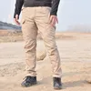 Calças de carga de camuflagem de camuflagem elástica de bolso múltiplo de calça militar masculino ao ar livre calca