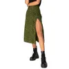 Chiffon Skirts Plus Size Leopard Skirt Woman 2021 Festival Fashion Summer Sexy Open Cross Printed Mid-Calf Fall