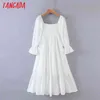 Moda Donna Puntini bianchi Decorano spalle scoperte Manica lunga Vacanza Abito da donna 8M8 210416