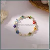 Charm Bracelets Jewelry Daisy Elastic Hand String Bracelet Girls Sense Of Elasticity Adjustable Small And Lovely Handmade Colored Glass Fres