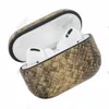 Dla AirPods Pro 3 Słuchawki Case PC PU Leather Snakeskin Wzór Pods Powietrzu Słuchawki Shell Pokrywa ochronna Anti-Drop z Anti-Lost Metal Hook