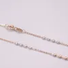 Au750 Real 18K Rose Neckalce For Women FemaleColor Beads Chain Gold Necklace 16.5''L Gift