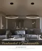 60 cm 80 cm 100 cm moderne hanglampen voor woonkamer eetkamer cirkel ringen acryl aluminium lichaam led plafondlamp armaturen