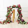 250cm Rose Artificial Flowers Christmas Garland för Wedding Home Room Decoration Spring Autumn Garden Arch DIY Fake Plant Vine