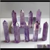 Konst- och konsthantverk gåvor Home Gardennatural Tower Quartz Point Purple Obelisk Wand Healing Crystal 5cm 6cm 7cm Drop Delivery 9100565