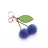 10pcs/Lot Women Bieciki Cherry z liśćmi Pierścień Pluszowy Śliczne dekoracje wisiorka na torbę owocową dla dziewcząt