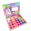 Funkelschein Make-Up-Einhorn-Lidschatten-Palette, 32 Farbtöne bunte Lidschatten-Palette, schimmern alle matte glatte Pulver-Lidschatten Misible Long dauerhaft wasserdicht