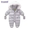 Ircomll Born Baby Winter Kleidung Toddle Overall Mit Kapuze Innen Fleece Mädchen Junge Herbst Overalls Kinder Oberbekleidung 211101