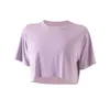 L-031 Solid Color Women's T-shirt Short Sleeve Casual Fashion Yoga Sports Top Running Exercise Soft Loose Fit Gym Clothes Workout Athletic
