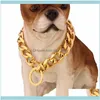 Kedjor halsband hängar juvelrychains guldton rostfritt stål träning hund krage 19 mm bred fancy slip kedja för stora hundar pitbull do do