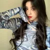 Herfst Koreaanse stijl kleine turtleneck slanke lange mouw T-shirt Womens Tops Sexy Mesh Tees Shirt Femme (C2898) 210423