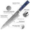 XITUO VG10 damas acier couteau de cuisine ensemble 1-7 pièces luxe bleu G10 poignée tranchante damas Chef couteau couperet Santoku couteau