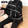 IEFB Heren Plaid Color Blok O-hals Sweater Dikte Herfst en Winter Koreaanse Mode KattenTed Tops Mannelijke Kintwear Kleding 9Y4543 210524