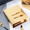 Creative Design Stainless Steel Gold Napkin Holder Knife Fork Pattern Paper Towel Holder Home Decoration LX3903