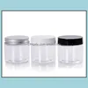 Packing Bottles Office School Business Industrial 50g 50 ml Plast Container Jar Klar Blå Grön Färg med Svart Aluminium Cap Kosmetisk C