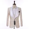 Costumes hommes trois pièces garçons d'honneur vêtements robes de mariée mode Champagne rose Slim coréen qualité Blazers