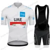 UAE Team Frankrike Tour 2021 Cykling Jersey Set Summer Clothing Road Bike Shirts Suit Cykel Bib Shorts MTB Wear Maillot Culotte