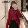 Zima Koreański Styl Turtleneck Luźne Knit Damskie Swetry Solidne Kolor Kobiety Sweter Ins Moda Ciepłe Kobiet Swetry 210521