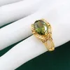 Set di gioielli geometrici color oro da sposa per donna verde oliva zircone braccialetto orecchini collana pendente anello regalo di Natale H1022233U