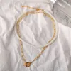 LETAPI Goth Pearl Choker Gold Color Lasso Pendants Women Jewelry On The Neck Chain Beads Necklace Chocker Collar