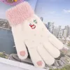 Five Fingers Gloves Women's Cashmere Knitted Winter Adult Warm Thick Touch Screen Full Finger Skiing Glove Embroidered Snowma292B