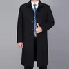 Erkekler Kış Uzun Ceket Yün Bezelye Ceketler Sonbahar Karışımı Palto Siper Adam Ceket 211106