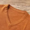 Outono Men's V-Neck Fino Sweater Clássico Estilo Clássico Cor Sólida Negócio Casual Pullover Masculino Marca Roupas 211006