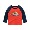 Vår och Autumnbaby Toddler Boy Car Print Långärmad Tee för barnkläder Flera färger 210528