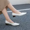 Насосы женщины середины каблуки перчатки перчатки квадратный носок толстые пятки мелкие дамы обувь осень черный белый абрикос размер 34-46 210517