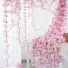 70" / 1.8M Artificial Cherry Blossom Hanging Vine Silk Flowers Garland Fake Plants Leaf For Home Wedding Decor 100pcs/lot Decorative & Wreat