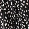 Femmes Été Vintage Chemises Robe À Manches Longues Imprimer O-Cou Ceintures Noeud Papillon Femelle Élégant Lâche Robes Noires Robes 210513