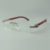 Designer bouquet diamond glasses Frames 3524012 with original wood temples for unisex size 56-36-18-135mm168w