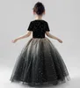 Ciel étoilé robe de fille de fleur robe de bal paillettes étoile Performance soirée enfants vêtements 3-13Y HBT001 210610