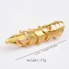 Docona Punk Knight Skull Armour Knuckle Midi Finger Rings for Women Gothic Gold Alloy Adjustable Ring Party Jewelry