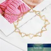 Collier en forme de cœur creux pour femmes, chaîne de clavicule de Style court, pendentif de couleur or doux, bijoux, vente en gros