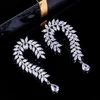 Designer Olive Leaf Zirconia Crystal Big Long Party Oorbellen Luxe Merk Sieraden Womens Accessoires CZ283 210714