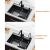 Évier de cuisine simple noire au-dessus du comptoir ou udermount lavage de légumes Basin de lavabo cuisine noire en acier inoxydable pia