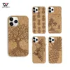 Hurtownie Wood Case Cork Pokrywa Telefon dla iPhone11 Pro 12 Mini 13 Serii Moda Mody Carving Wzór Drewniana Komórka Obejmuje Mobilny przypadek Puste