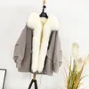 Зимняя куртка для зимы пуховик из искусственного меха с капюшоном Parkas Теплая толщина Регулируемая талия снег пальто натуральный воротник 210510