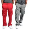 Pantalon de jogging urbain à jambes droites pour hommes, couleur unie, multi-poches, survêtement, musculation, gymnases, vente en gros, 2021, M-3XL