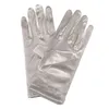 1 STÜCK Mädchen Dame Satin Kurze Finger Handgelenk Handschuhe Glatte Abend Party Formale Abschlussball Kostüm Stretch Handschuhe Rot Weiß Etikette Handschuh8533128