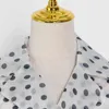 Polka Dot Graben für Frauen Revers Langarm Hit Farbe Lose Spitze Up A-linie Mäntel Weibliche Frühling Kleidung 210524