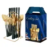 Party Favor 24PCS Couteau Fourchette Cuillère Couverts Couverts Famille Six Costumes Vaisselle Vaisselle Ustensiles De Cuisine Ensemble Avec Rack De Stockage Boîte-Cadeau