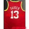 13# Harden 18 Retro Red Basketball Jersey broderi XS-5XL 6XL