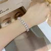 100% Plata de Ley 925 5*7mm corte esmeralda creado Moissanite diamante boda brazalete pulseras para mujeres joyería fina al por mayor