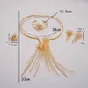 Fin 24K guldfärg Dubai smycken uppsättningar för kvinnor African Party Wedding Gifts Halsband Armband Örhängen Ring Smycken