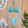 Mulheres Swimwear 2021 Halter Luxo Pérola Biquini Feminino Swimsuit Mulheres Duas Peças Definir Micro Mini Bather Bathing Terno Swim Senhora