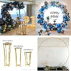 Mode de luxe fête de mariage toile de fond Table Dessert décoration grand cercle fond brillant or fer arc support de gâteau support fleur socle ballon artisanat support