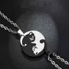 Deux Chat Câlin Couple Collier Noir Blanc Mignon Animal Pendentif Collier Ras Du Cou Meilleurs Amis Femmes Saint Valentin Amant Cadeau G1206